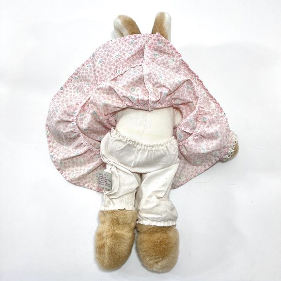 Vtg CALTOY Rachel & Baby Peach Bunnies Softsheen Plush Rabbit Stuffed Animal Toy - Picture 6 of 10